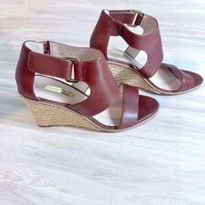 Louise et Cie Womens Size 7.5 Brown Espadrille Open Toe High Heels Wedge Sandals